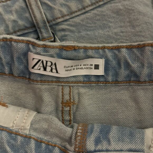 ZARA | Light Blue | HIGH RISE RIPPED HEM DENIM SHORTS - Picture 11 of 11